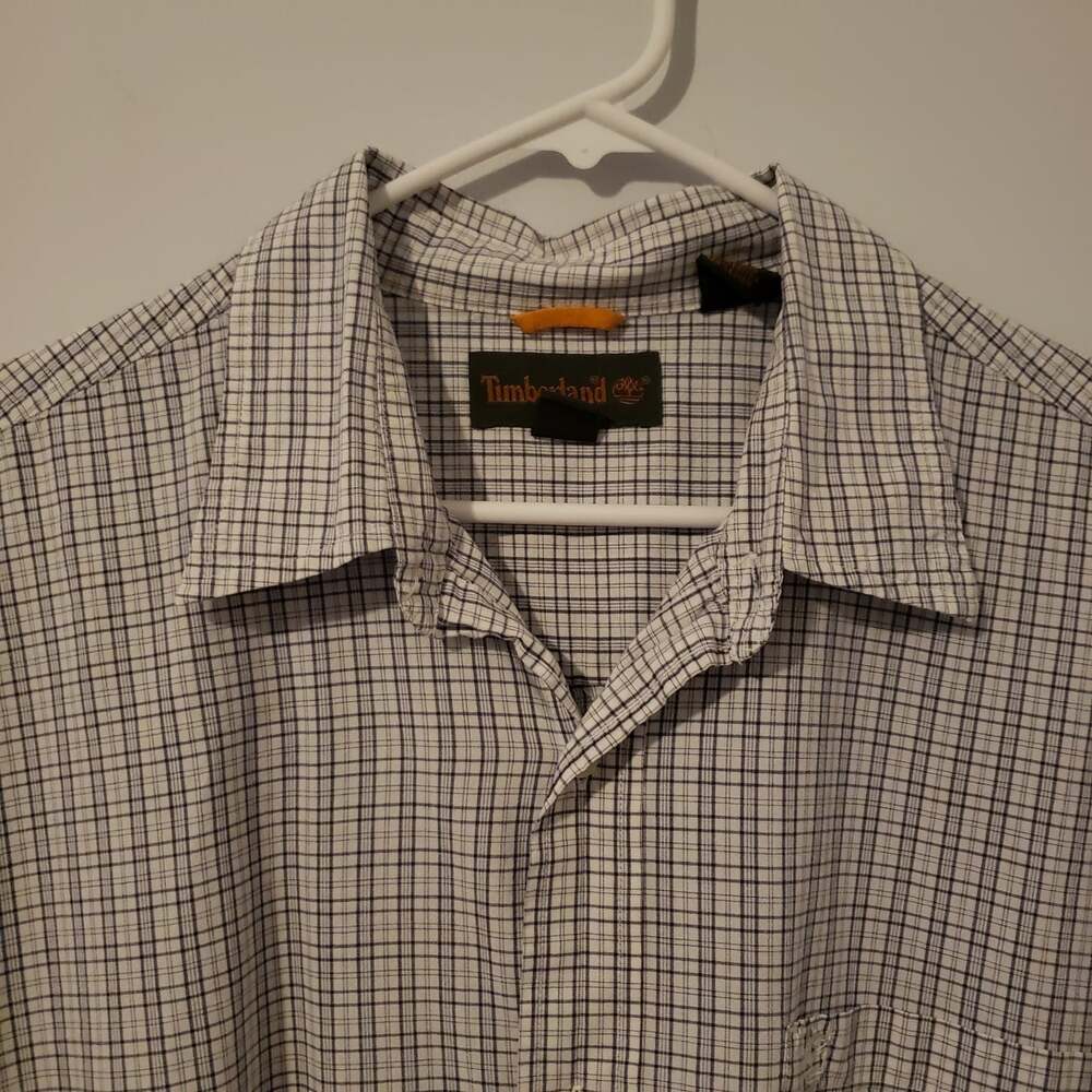 TIMBERLAND Mens Short Sleeve Regular Fit Shirt X Large White Check Cotton